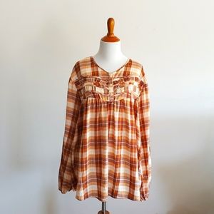 LC Lauren Conrad Plus Blouse brown paid size 2X